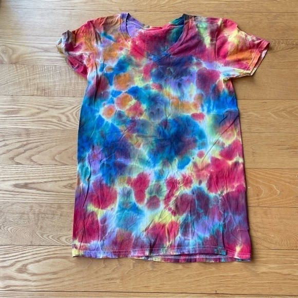 tie dye pride splatter drop galaxy flag short sleeve tee unisex S v-neck rainbow - Picture 2 of 6